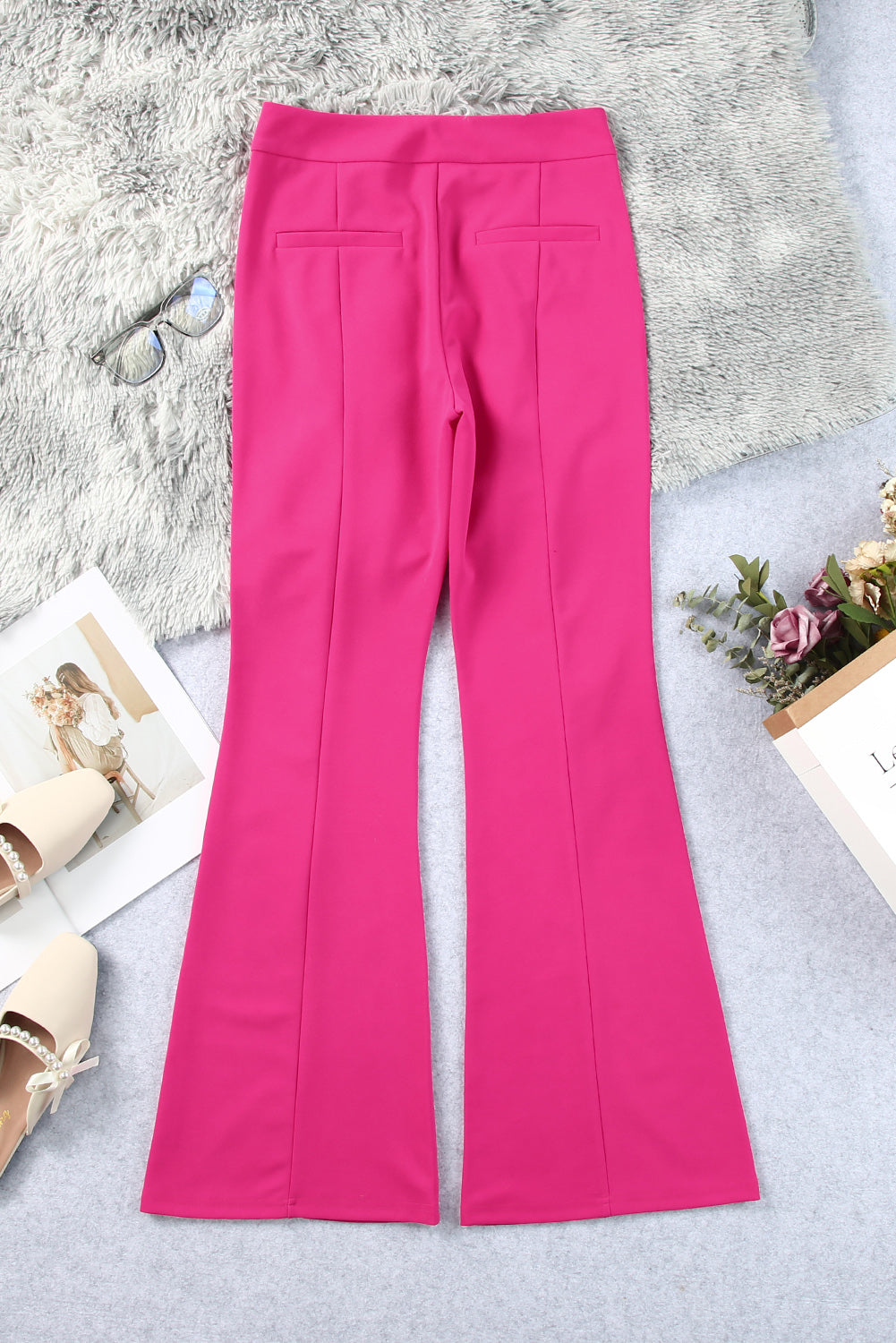 Rose Split Hem High Waist Pants - LA Grand