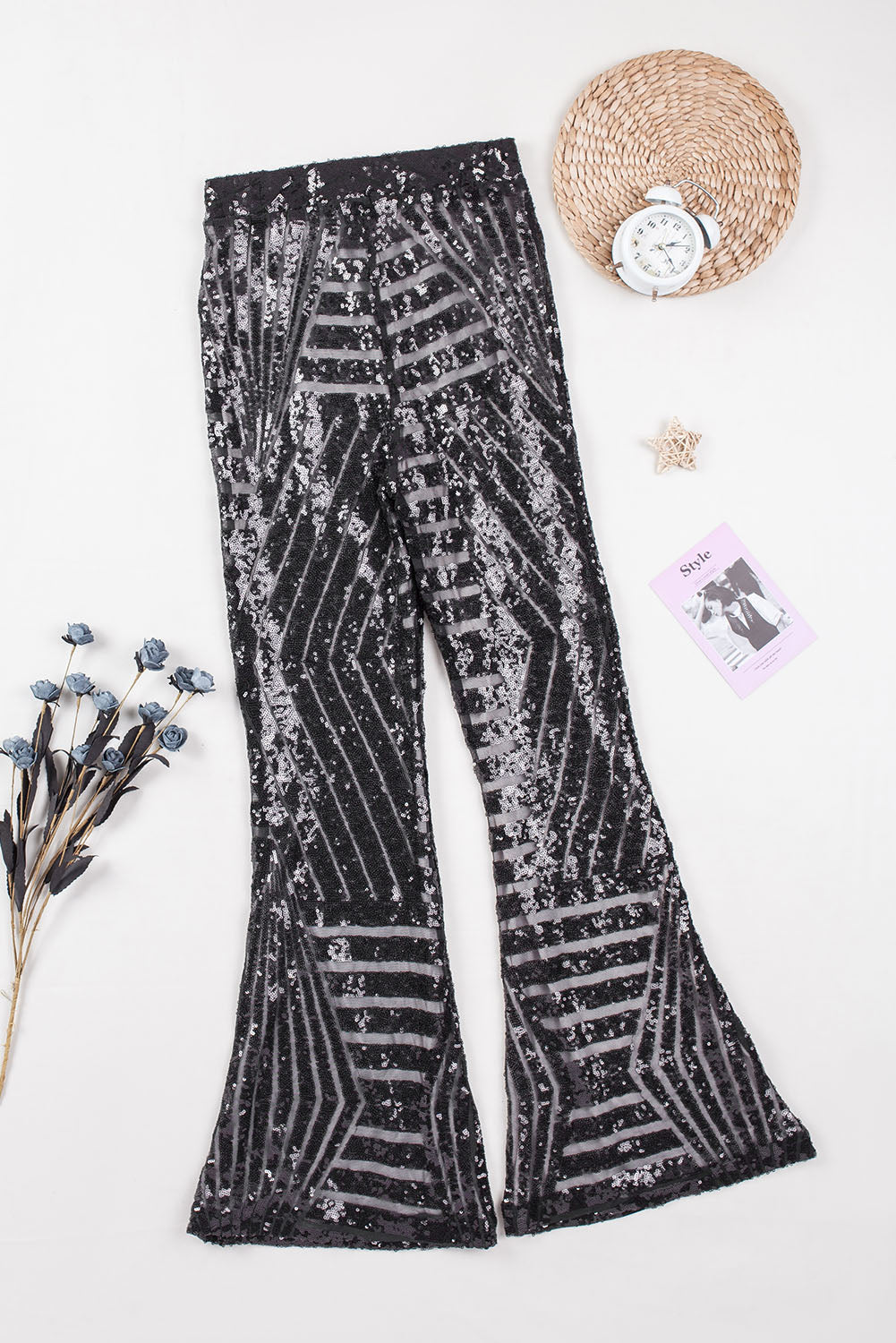 Black Sequin Wide Leg Pants - LA Grand