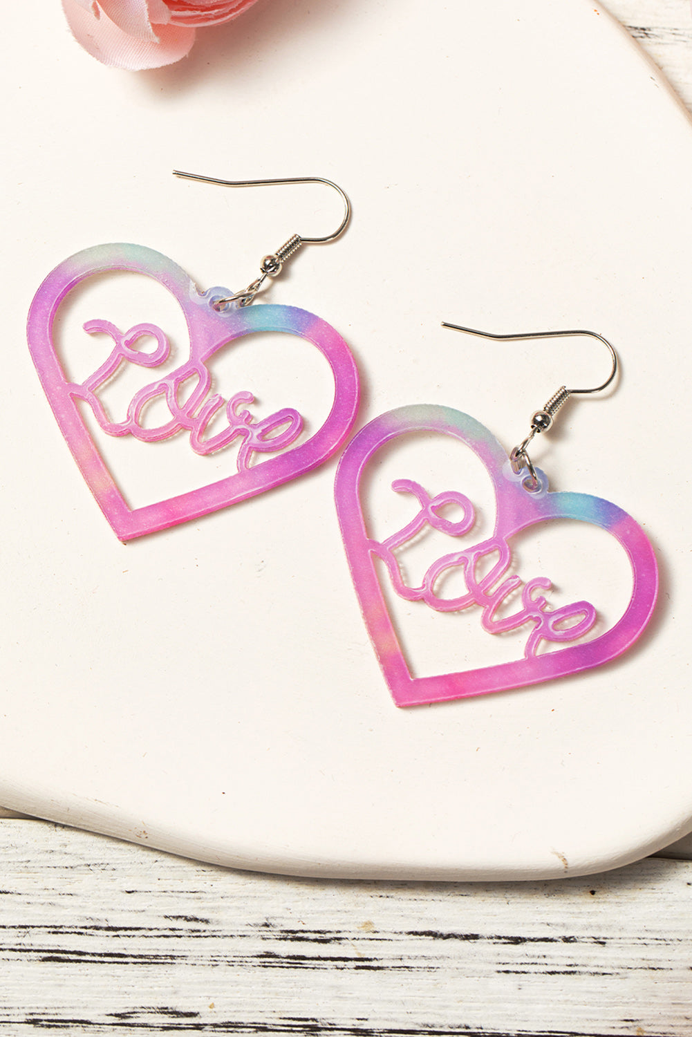 Pink Love Hollowed Heart Valentines Fashion Earrings - LA Grand