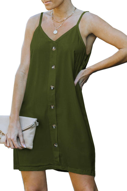 Green Buttoned Slip Dress - LA Grand