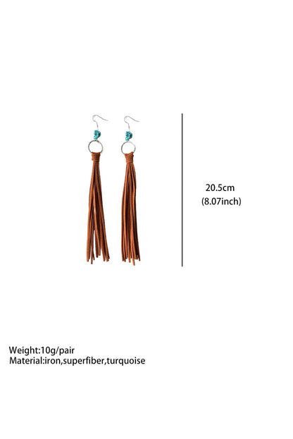 Chestnut Western Turquoise O-ring Tassel Earrings - LA Grand