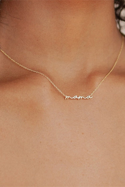 Gold Tiny Mama Script Necklace - LA Grand