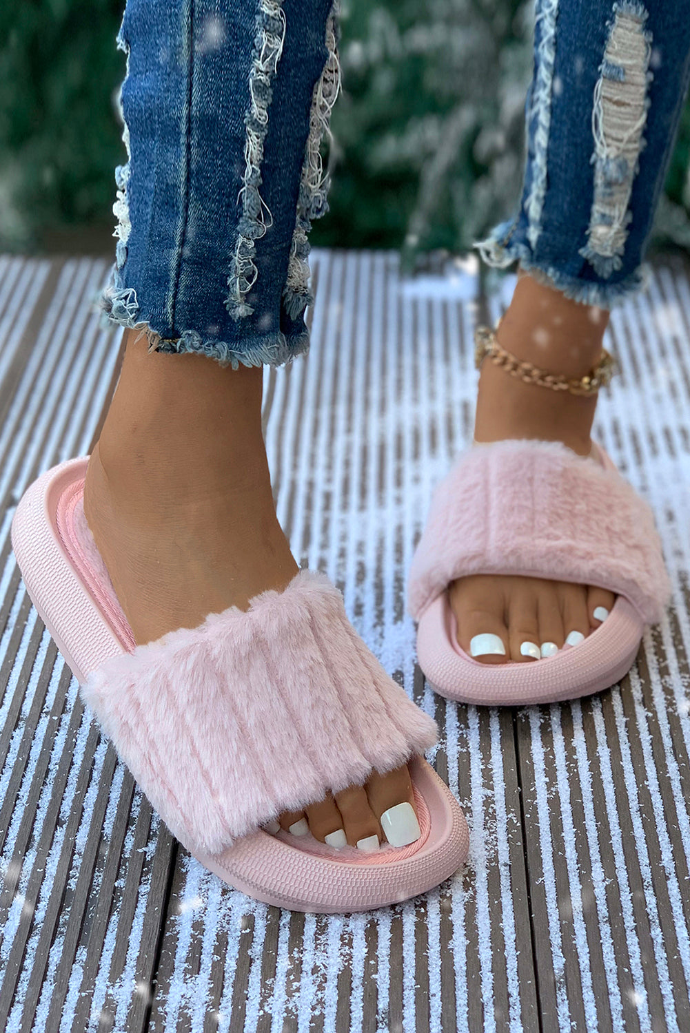 Pink Plush Band Comfy Home Slippers - LA Grand