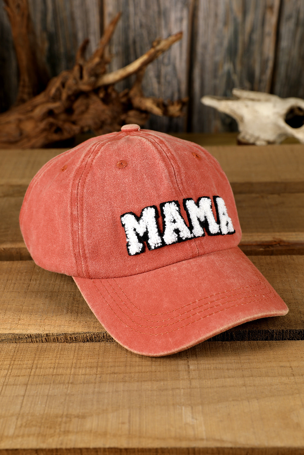 Orange Letter Embroidery Washed Baseball Hat - LA Grand