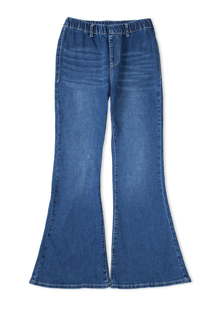 Blue Elastic High Waist Flare Jeans - LA Grand