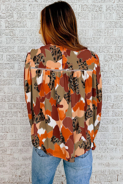 Multicolor Abstract Printed Long Sleeve Blouse - LA Grand