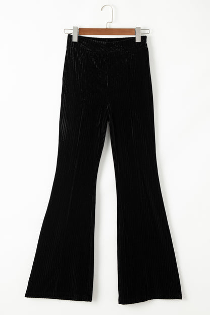 Chestnut Solid Color High Waist Flare Corduroy Pants - LA Grand