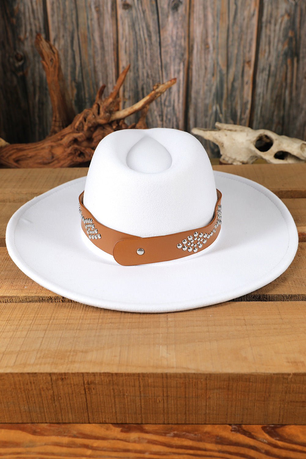 White Studded Wide Brim Panama Hat - LA Grand