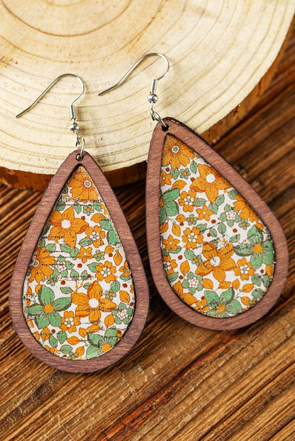 Contrast Trim Floral Print Drop Earrings - LA Grand