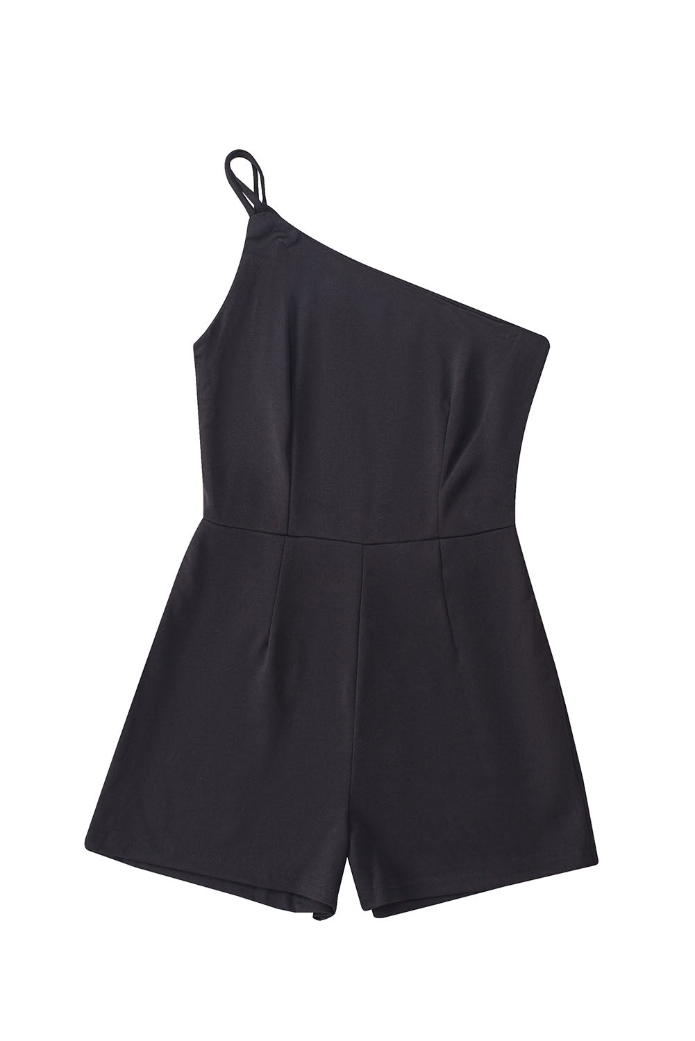 Blue One Shoulder Invisible Zip Side Pocketed Romper - LA Grand