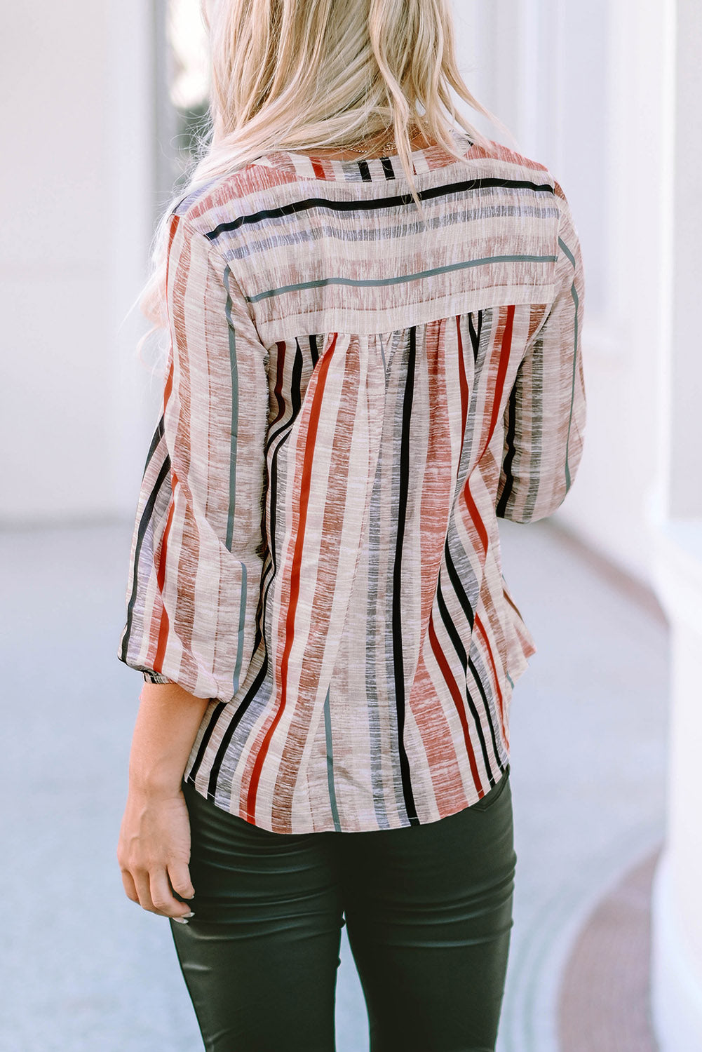 Multicolor Striped 3/4 Sleeve Blouse - LA Grand