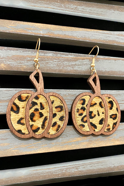 Brown Animal Print Pumpkin Shape Drop Earrings - LA Grand