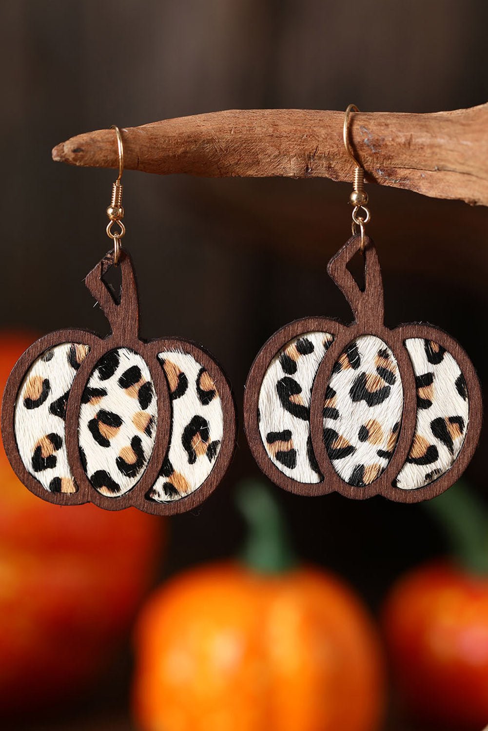 Brown Animal Print Pumpkin Shape Drop Earrings - LA Grand