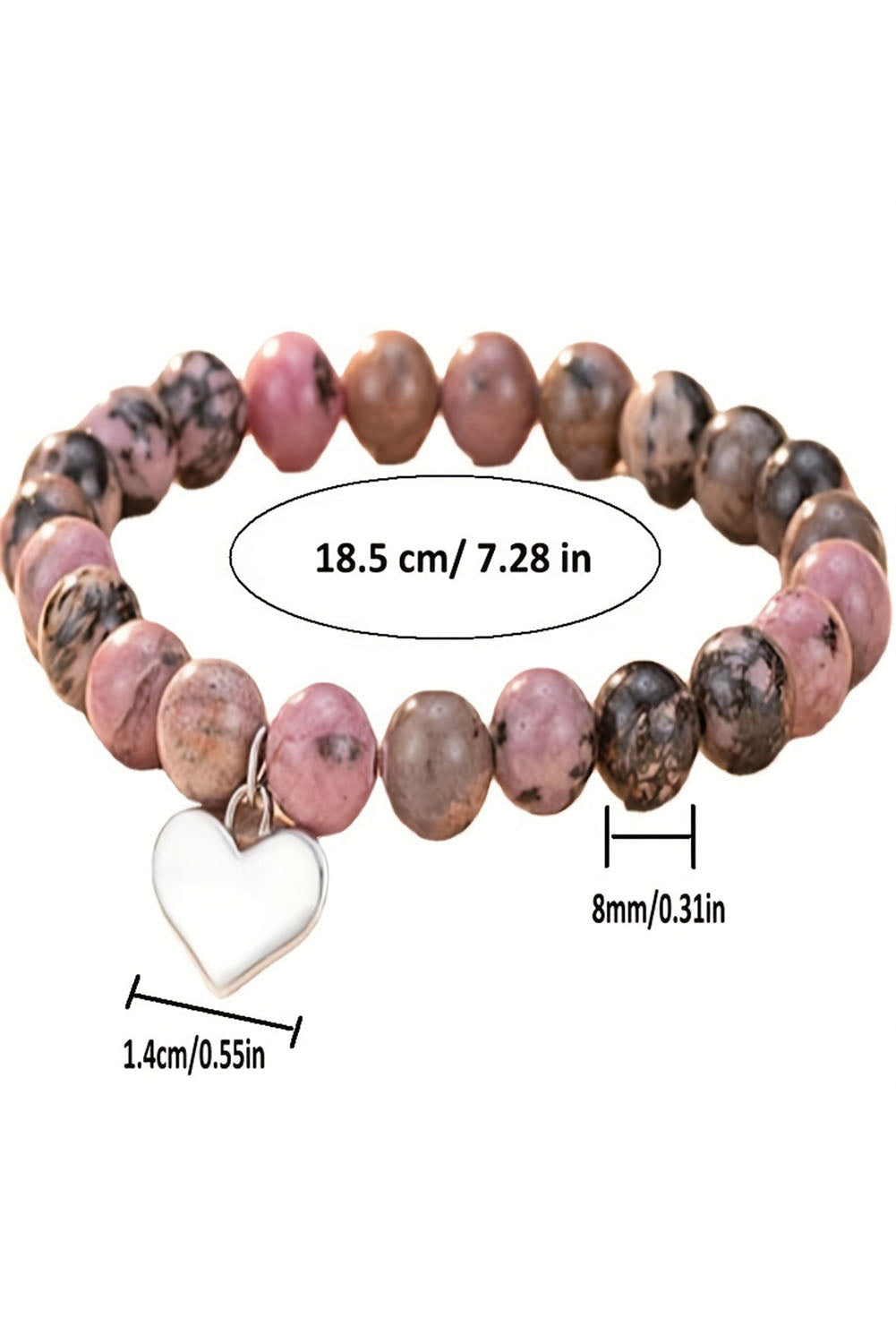 Multicolour Fashion Heart Pendant Beaded Bracelet - LA Grand