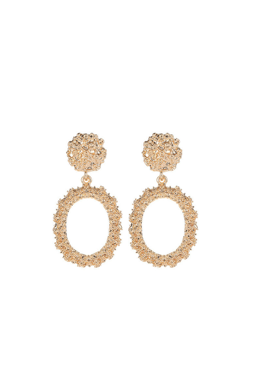 Gold Glittering Circle Dangle Earrings - LA Grand