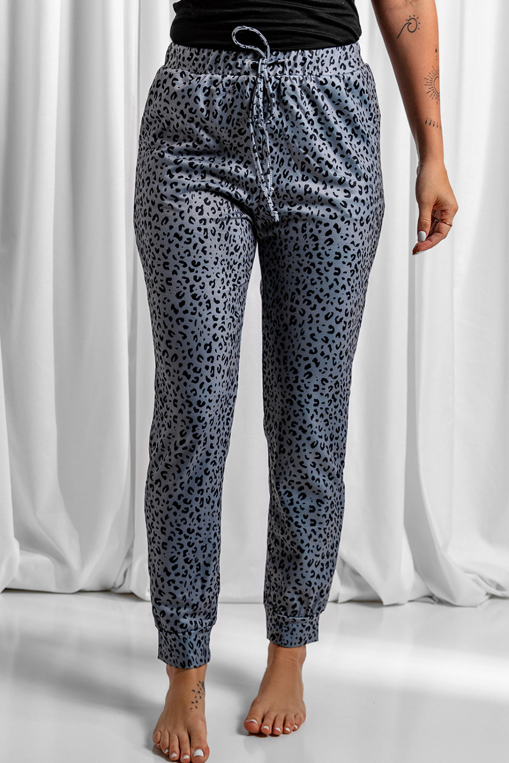 Black Breezy Leopard Joggers - LA Grand