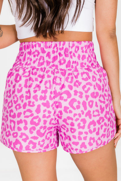 Pink Leopard High Waisted Athletic Shorts - LA Grand