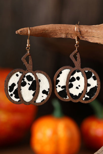 Brown Animal Print Pumpkin Shape Drop Earrings - LA Grand