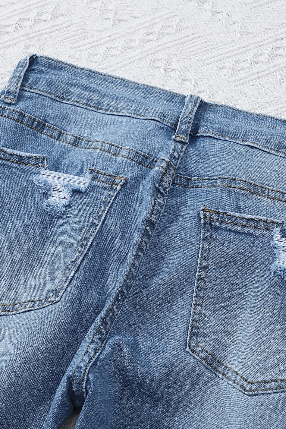 Light Blue Distressed Denim Pants - LA Grand