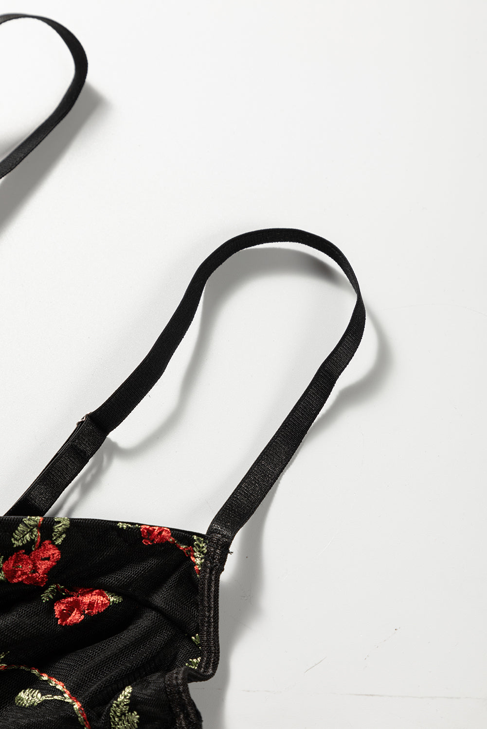 Black Floral Embroidery Mesh Bustier Bralette - LA Grand