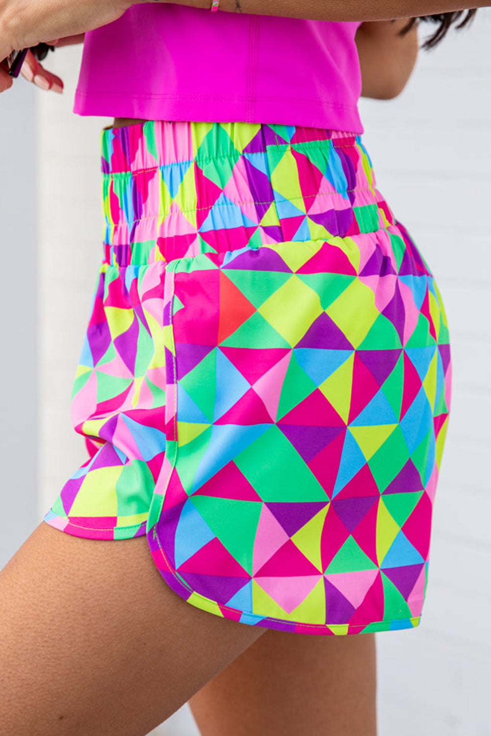 Pink Leopard High Waisted Athletic Shorts - LA Grand