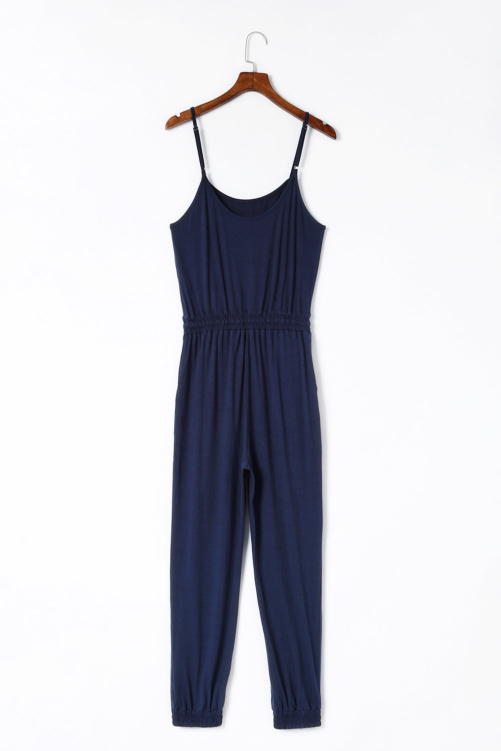 Blue Drawstring Waist Spaghetti Straps Jumpsuit - LA Grand