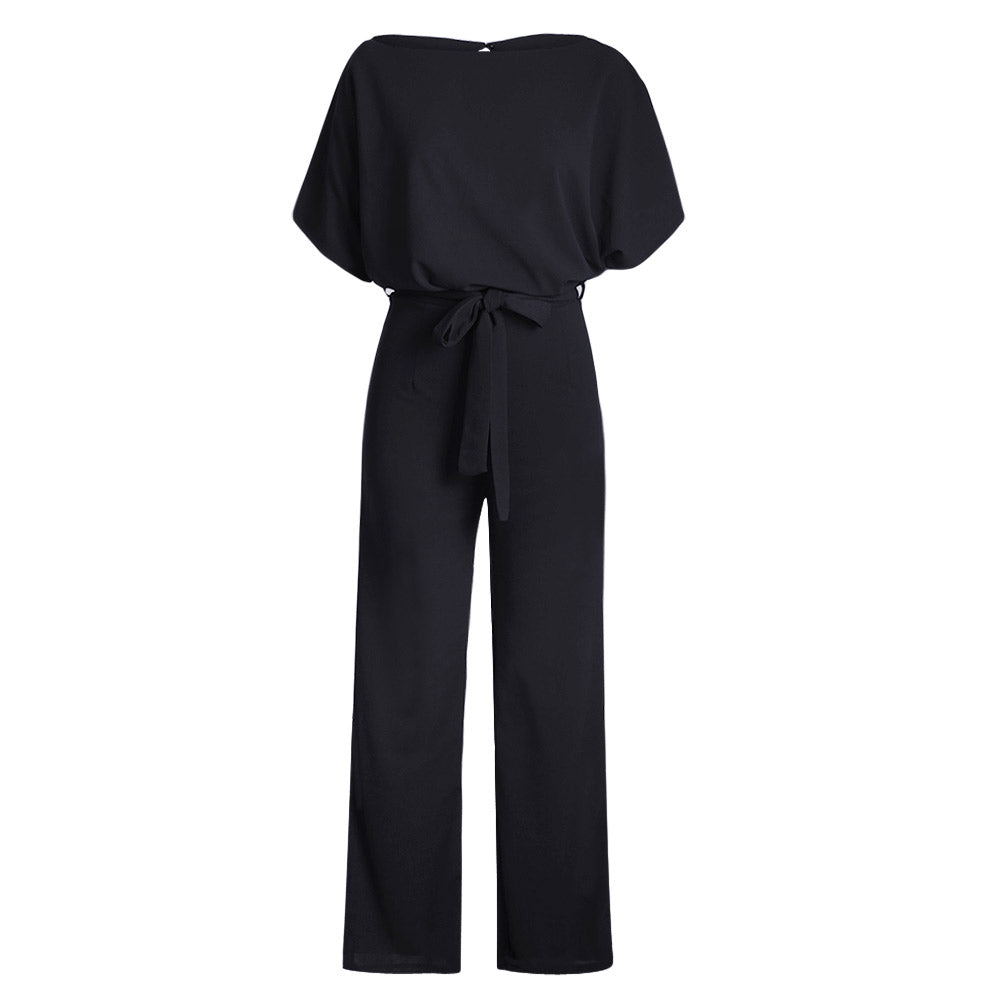 Indigo Glamour: Belted Wide Leg Jumpsuit - LA Grand