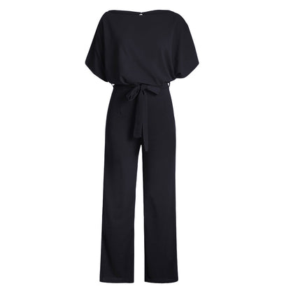 Indigo Glamour: Belted Wide Leg Jumpsuit - LA Grand