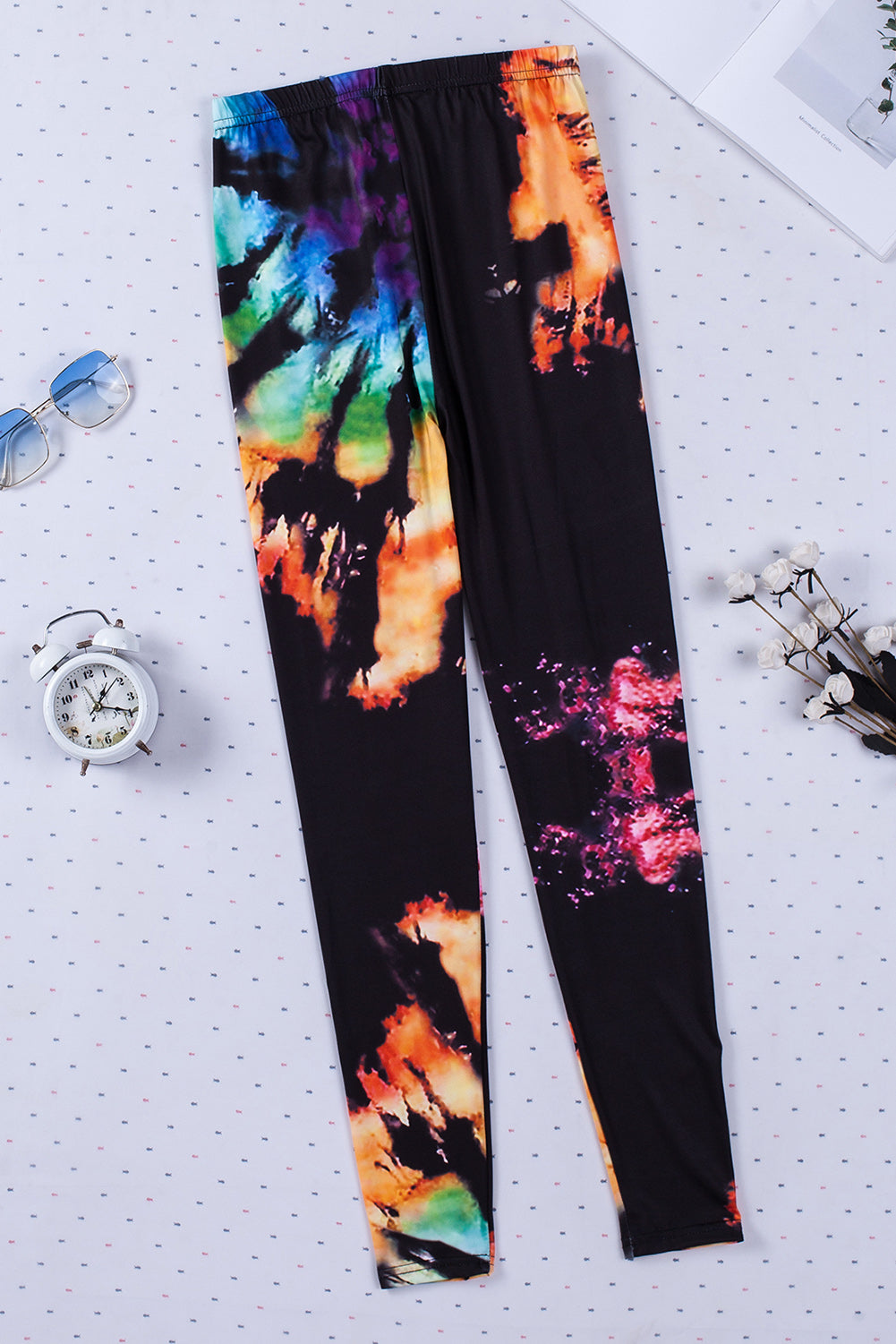 Multicolor Tie Dye Hollow Out Fitness Activewear Leggings - LA Grand