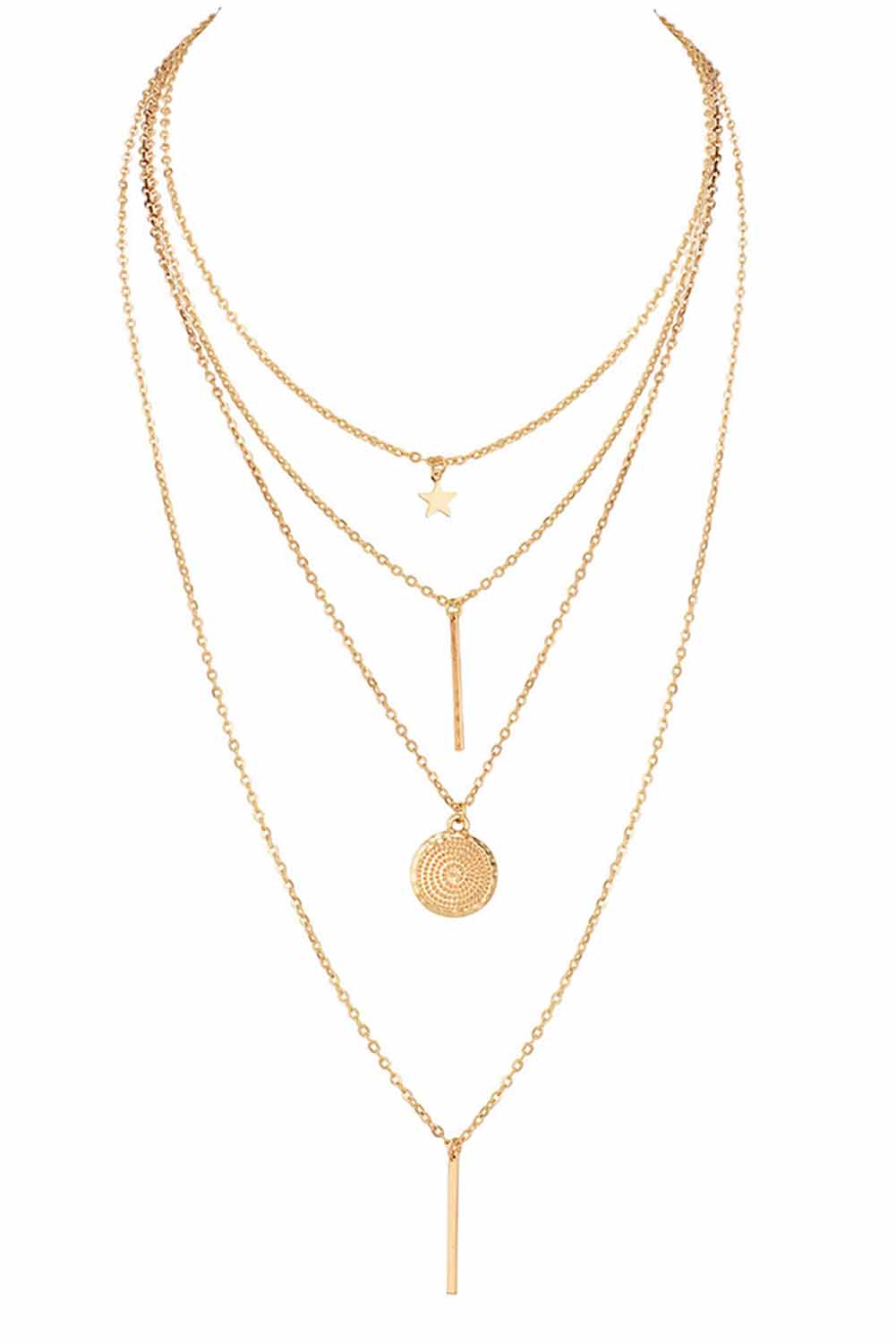 Gold Boho Multi-layered Star Pendant Necklace - LA Grand