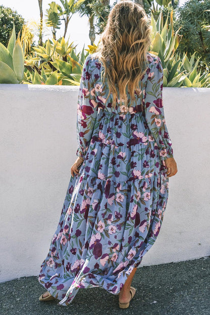 Wild Lotus Ruffle Tiered Maxi Dress - LA Grand