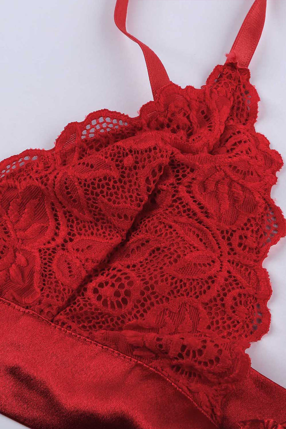 Romantic Love Fiery Red Lace Bralette Lingerie Set - LA Grand