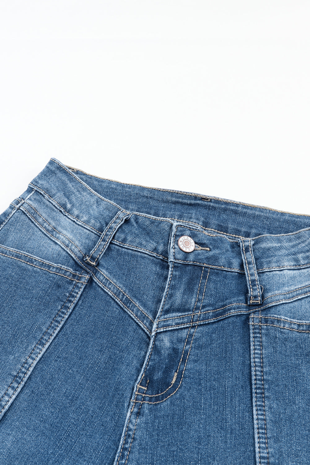 Blue High Waist Seam Stitching Pocket Flare Jeans - LA Grand