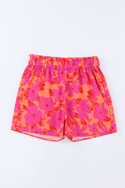 Pink Floral Print Smocked Waist Shorts - LA Grand