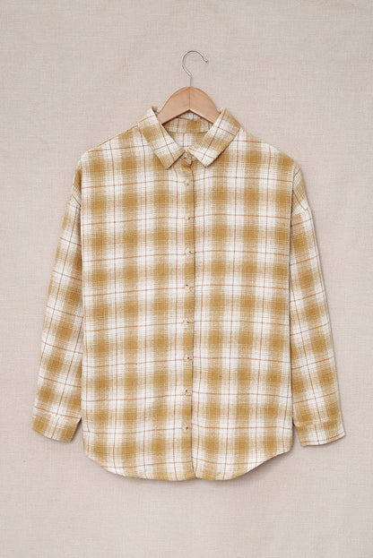 Buttoned Turn Down Collar Plaid Shirt - LA Grand