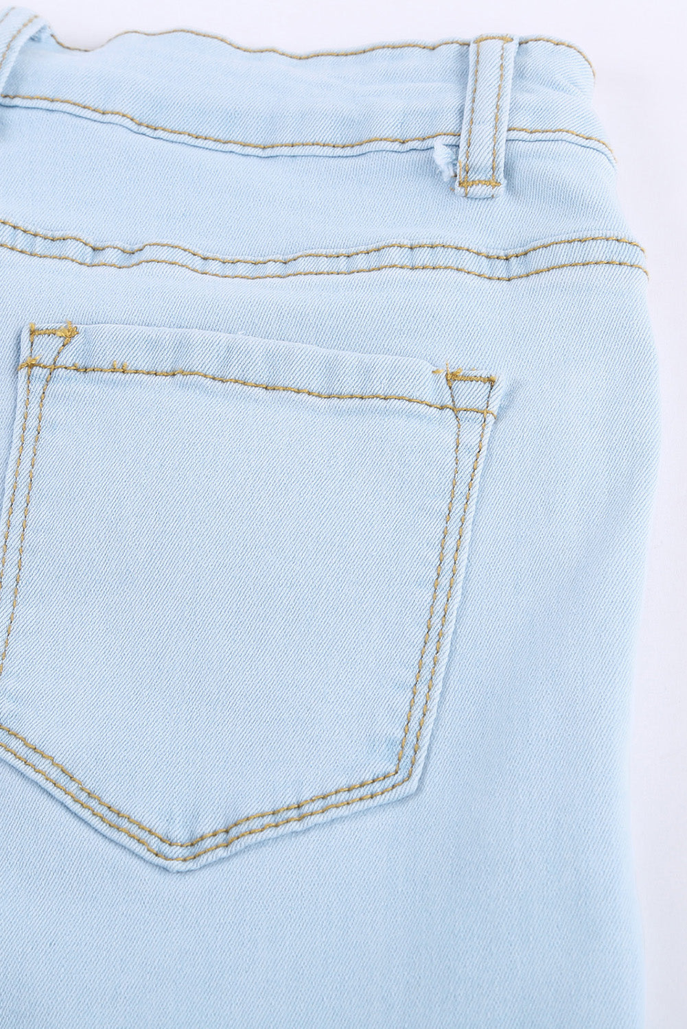 Sky Blue Washed Ripped Knee Wide Legs Jeans - LA Grand