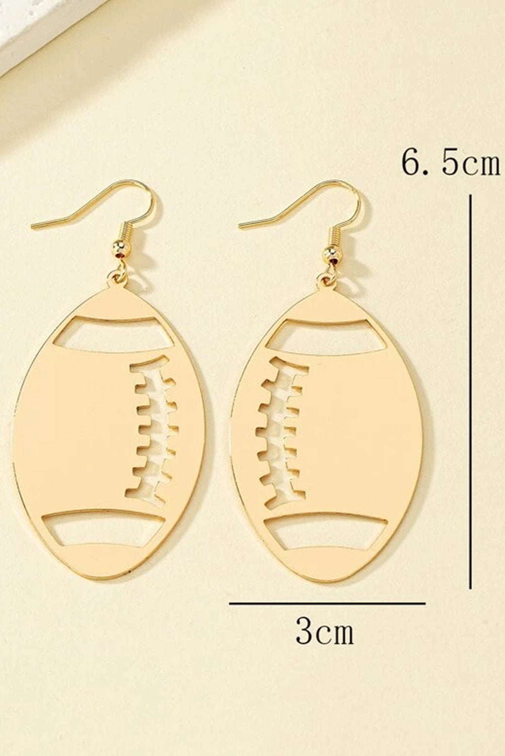 Gold Alloy Rugby Pendant Earrings - LA Grand