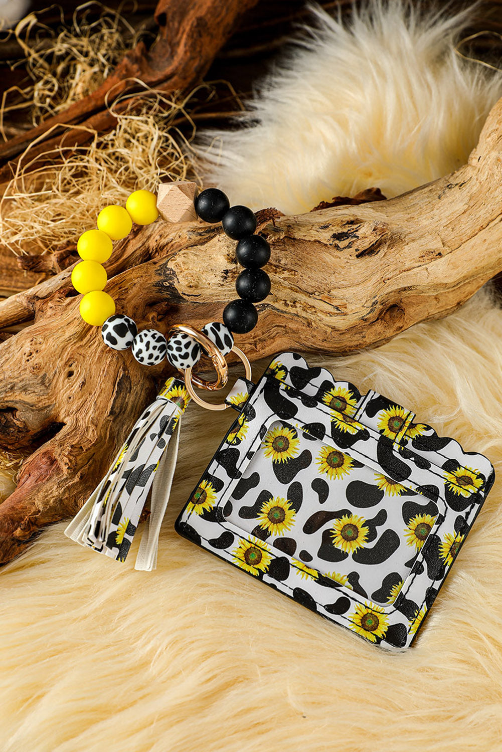 Multicolor Sunflower Cow Print Silicone Bead Card Bag - LA Grand