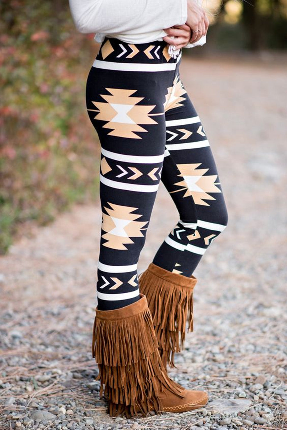 Black Western Aztec Print High Waist Leggings - LA Grand