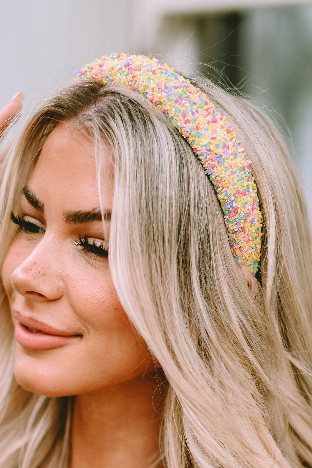 Yellow Cute Sprinkle Color Block Hair Hoop - LA Grand