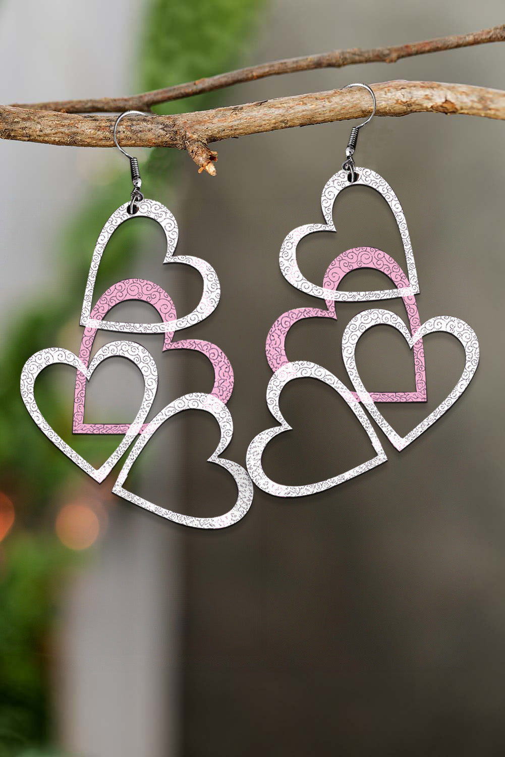 White Valentine's Day Hollow-out Heart Earrings - LA Grand