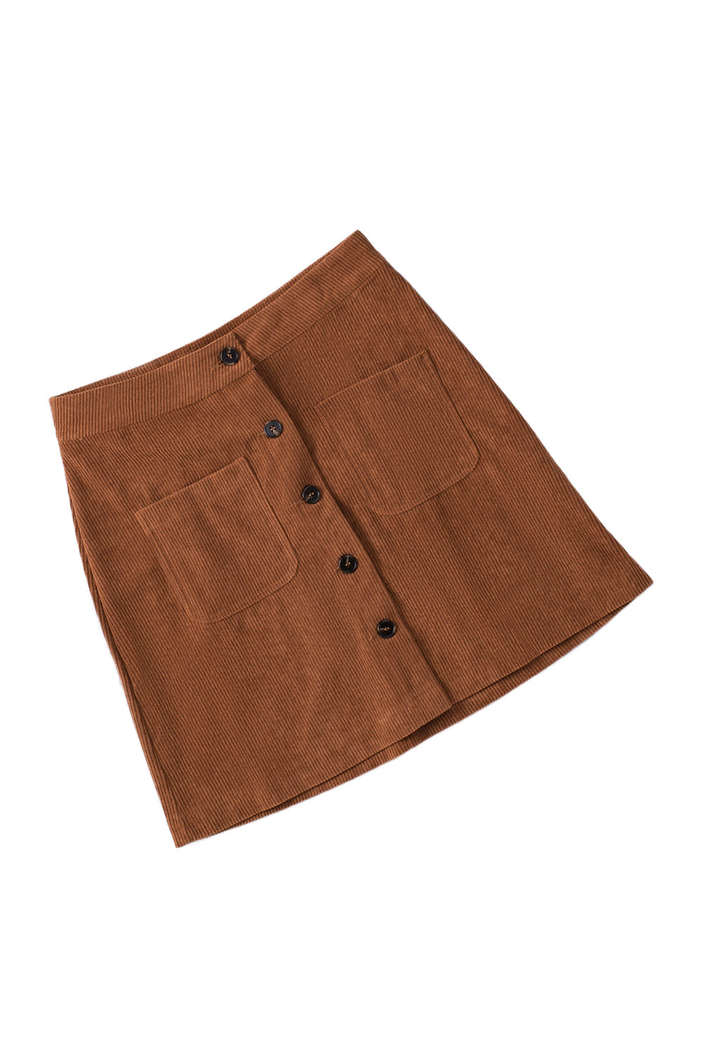 Brown Buttons Front Corduroy Mini Skirt - LA Grand