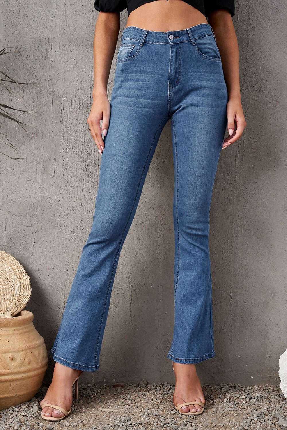 Light Blue Wash Vintage Wide Leg Jeans - LA Grand