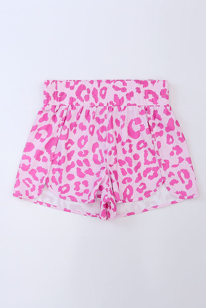 Pink Leopard High Waisted Athletic Shorts - LA Grand