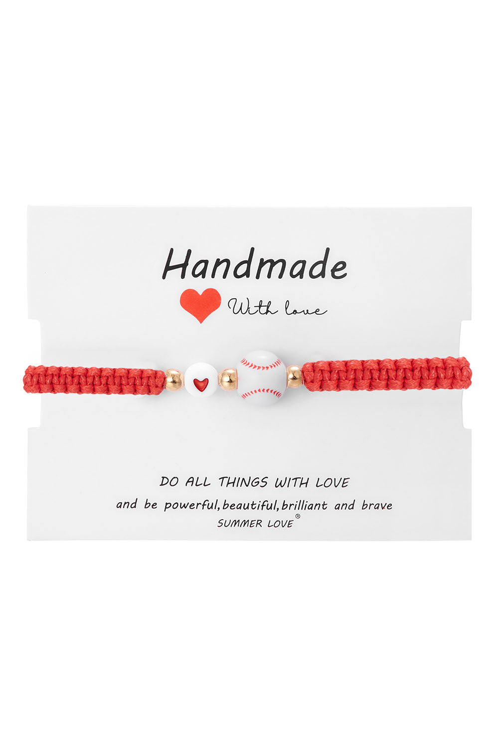 White Baseball Lover Fiery Red Rope Bracelet - LA Grand