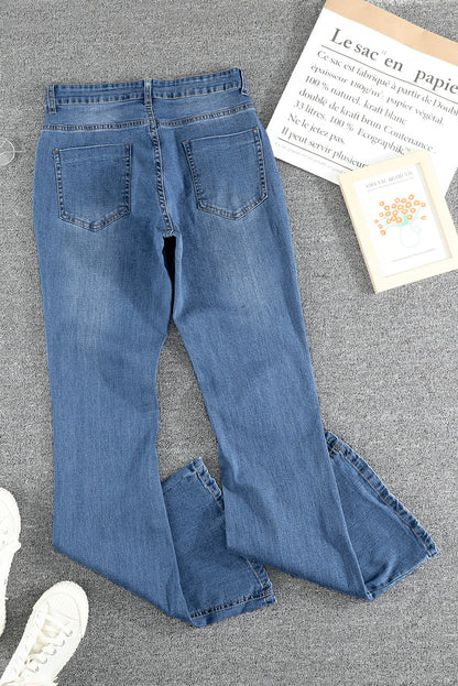 Light Blue Wash Vintage Wide Leg Jeans - LA Grand