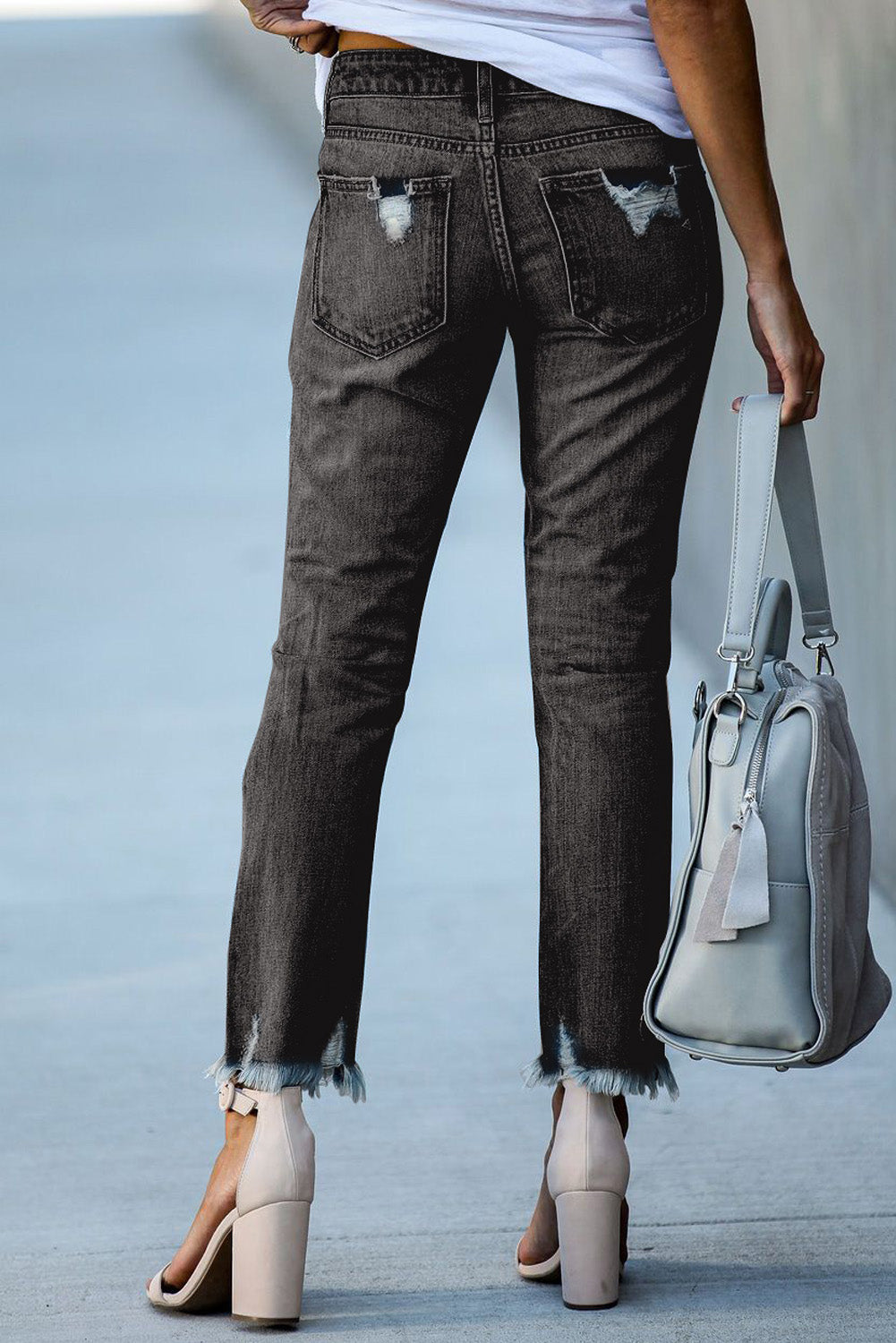 Light Blue Distressed Denim Pants - LA Grand