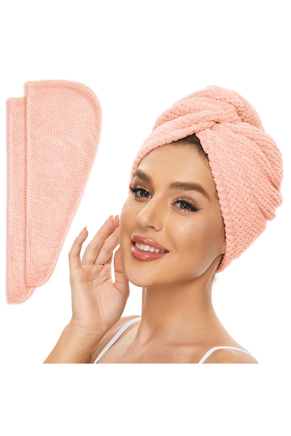 Pink Super-Absorbent Quick Drying Microfiber Hair Towel - LA Grand