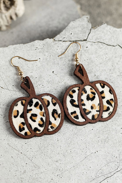 Brown Animal Print Pumpkin Shape Drop Earrings - LA Grand