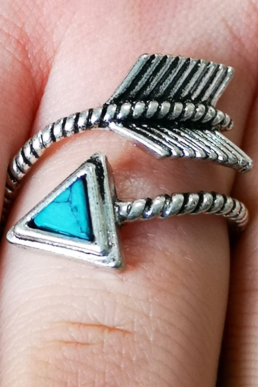 Silver Turquoise Arrow Shape Open Ring - LA Grand